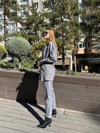 Missemramiss T4673 Antrasit Süet Saten Takım