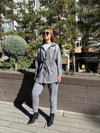 Missemramiss T4673 Antrasit Süet Saten Takım