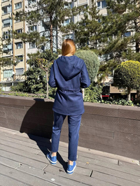 Missemramiss T4673 Lacivert Süet Saten Takım