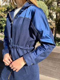 Missemramiss T4673 Lacivert Süet Saten Takım
