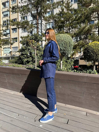 Missemramiss T4673 Lacivert Süet Saten Takım