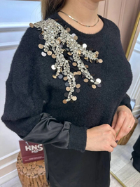 Missemramiss T4696 Siyah Molto Speciale Taşlı Sweatshirt