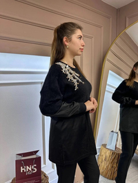 Missemramiss T4696 Siyah Molto Speciale Taşlı Sweatshirt