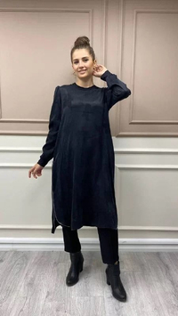 Misswhence 32032 Siyah Fermuar Detaylı Tunik