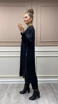 Misswhence 32032 Siyah Fermuar Detaylı Tunik