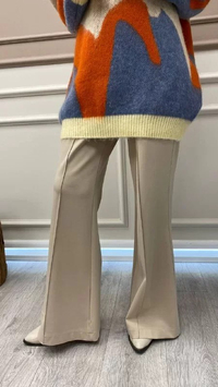 Misswhence 32123 Bej İspanyol Paça Pantolon