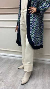 Misswhence 32128 Ekru Düğme Detaylı Pantolon