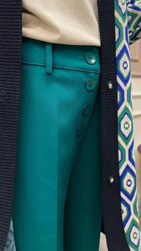 Misswhence 32128 Yeşil Düğme Detaylı Pantolon