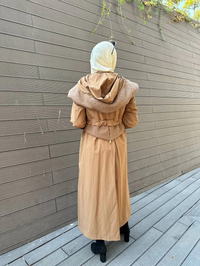 Misswhence 32504 Camel Kuzu Kürk Detaylı Kap