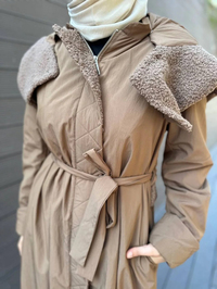 Misswhence 32504 Camel Kuzu Kürk Detaylı Kap