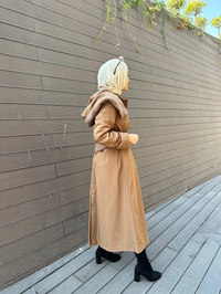 Misswhence 32504 Camel Kuzu Kürk Detaylı Kap