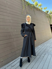Misswhence 32504 Siyah Kuzu Kürk Detaylı Kap