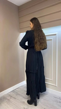 Misswhence 32803 Siyah Yandan Fermuarlı Elbise