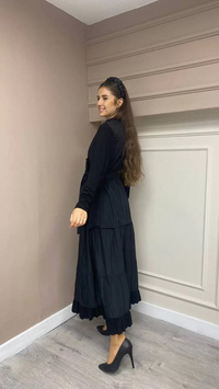 Misswhence 32804 Siyah Paraşüt Elbise
