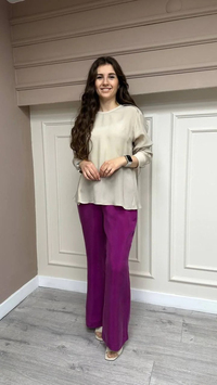 Misswhence 33111 Fuşya İpek Pantolon