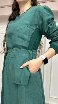 Misswhence 33808 Yeşil Keten Elbise