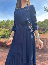 Misswhence 33848 Lacivert Kuşaklı Elbise