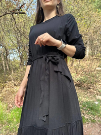 Misswhence 33848 Siyah Kuşaklı Elbise