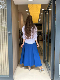 Misswhence 33905 Önü Fermuar Detaylı Saks Etek