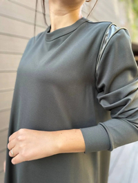 Misswhence 34012 Haki Omzu Fermuarlı Uzun Tunik
