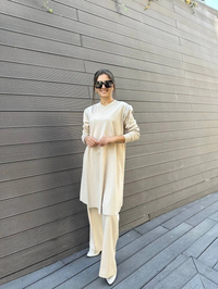 Misswhence 34012 Taş Omzu Fermuarlı Uzun Tunik