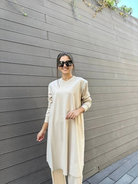 Misswhence 34012 Taş Omzu Fermuarlı Uzun Tunik