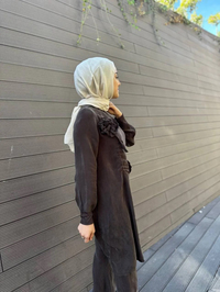 Misswhence 34026 Kahverengi Gül Detaylı İpek Tunik