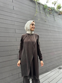 Misswhence 34027 Kahverengi İpek Tunik