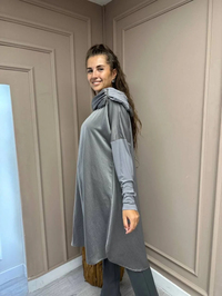 Misswhence 34030 Gri Yaka Detaylı Tunik