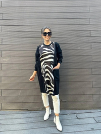 Misswhence 34037 Siyah Zebra Desen Tunik