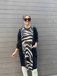Misswhence 34037 Siyah Zebra Desen Tunik