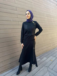 Misswhence 34044 Siyah Patch Detaylı Kısa Tunik