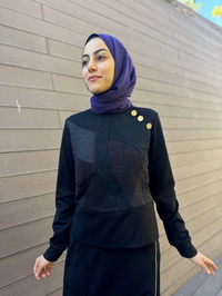 Misswhence 34044 Siyah Patch Detaylı Kısa Tunik