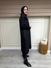 Misswhence 34503 Siyah Önü Kapitone Yırtmaçlı Kap