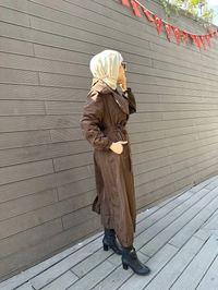 Misswhence 34515 Kahverengi Yakası Kapitone Trençkot
