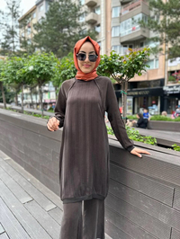 Misswhence 35010 Kahverengi İpek Tunik