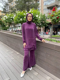 Misswhence 35023 Bordo Etek Ucu Kemerli İpek Tunik