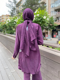 Misswhence 35023 Bordo Etek Ucu Kemerli İpek Tunik
