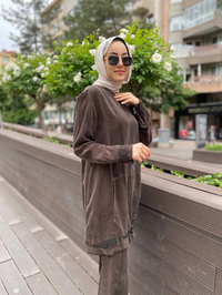 Misswhence 35023 Kahve Etek Ucu Kemerli İpek Tunik