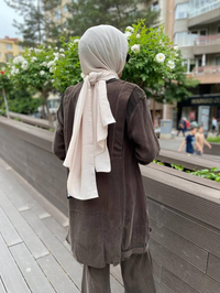 Misswhence 35023 Kahve Etek Ucu Kemerli İpek Tunik
