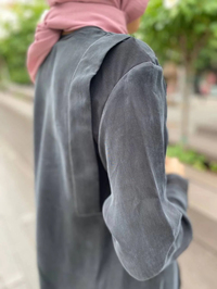 Misswhence 35023 Siyah Etek Ucu Kemerli İpek Tunik