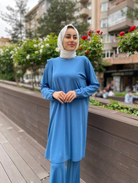 Misswhence 35025 Mavi Penye Tunik