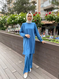 Misswhence 35025 Mavi Penye Tunik