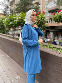 Misswhence 35025 Mavi Penye Tunik
