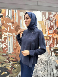 Misswhence 35208 Lacivert İpek Ceket