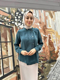 Misswhence 35208 Zümrüt İpek Ceket