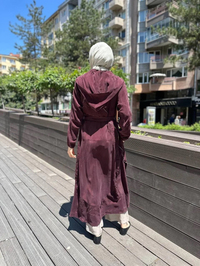 Misswhence 35500 Bordo Fermuar Ve Desenli Ferace