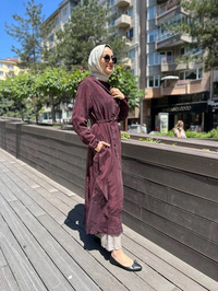 Misswhence 35500 Bordo Fermuar Ve Desenli Ferace