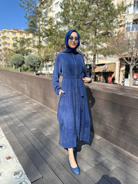 Misswhence 35500 İndigo Fermuar Ve Desenli Ferace