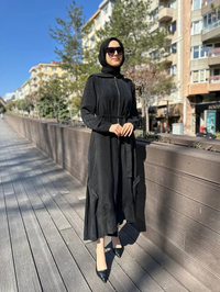 Misswhence 35500 Siyah Fermuar Ve Desenli Ferace
